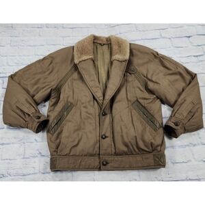 Breco's MENS IT 50 US L/XL Beige Lined Collar Cotton Bomber Jacket VINTAGE ITALY
